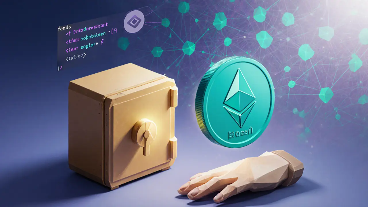 Low poly DeFi lending with collateral vault and token transfer.
