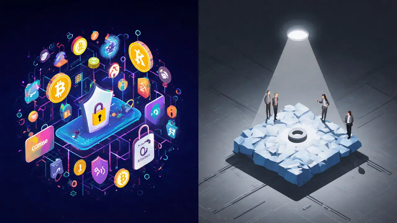 Contrasting secure crypto platforms against a hollow, abandoned Pearl v1.5 interface.