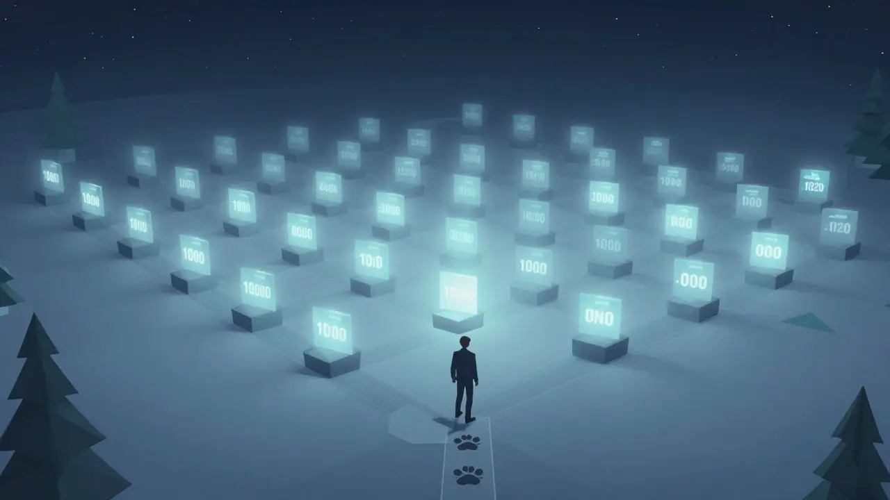 10,000 low-poly Landlord NFTs in a minimalist grid, with one player earning it through in-game progress.