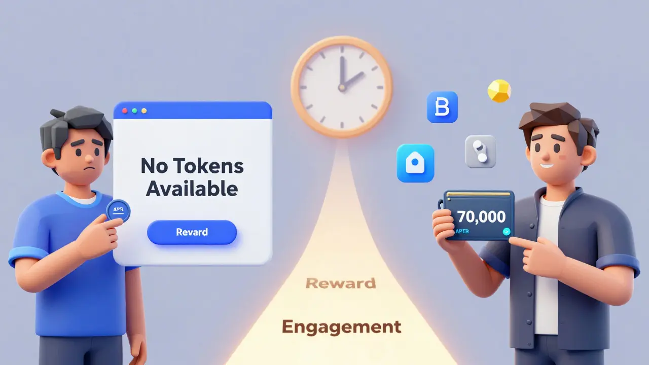 Two users: one missing out on APTR airdrop, another claiming tokens with engagement icons.