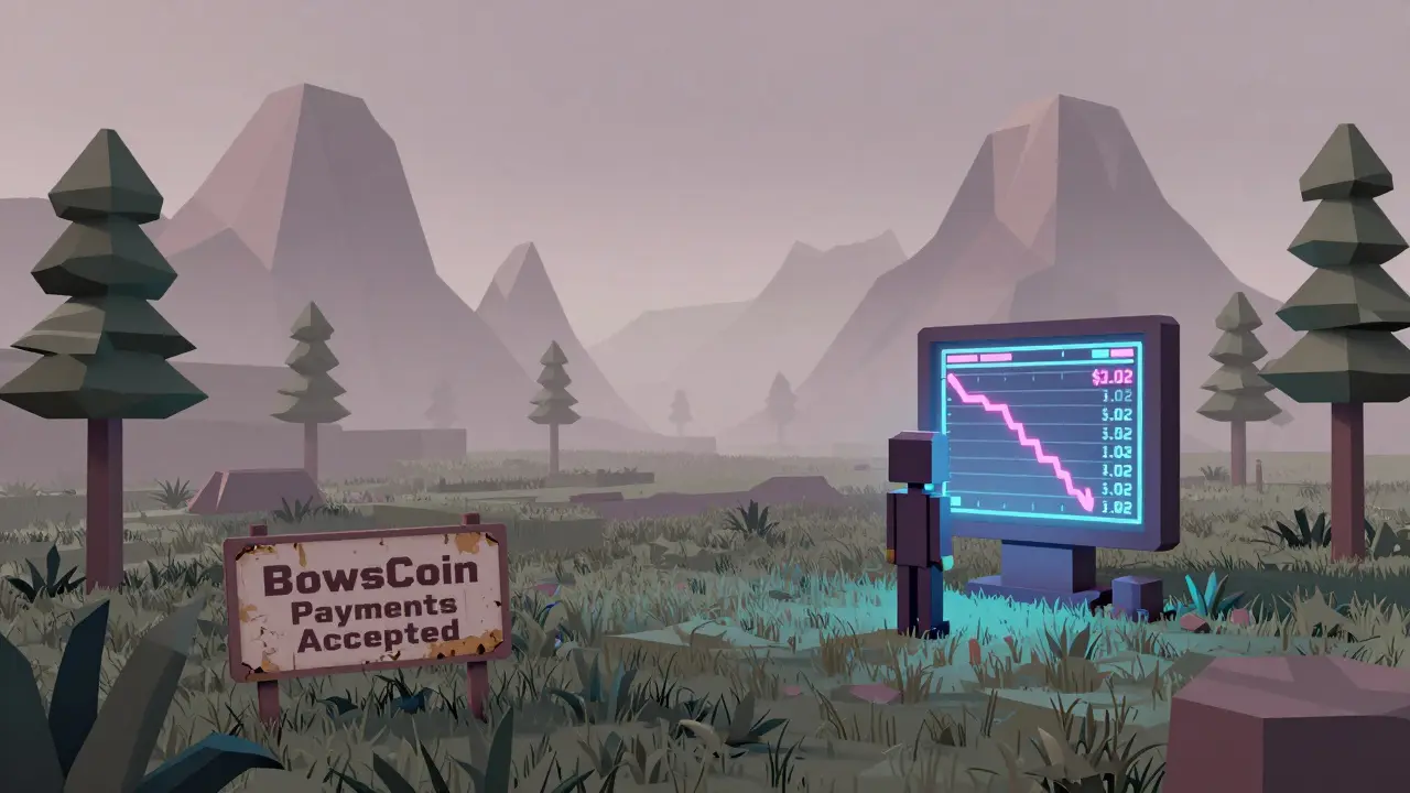 A forgotten gaming sign buried in a desolate low-poly landscape.