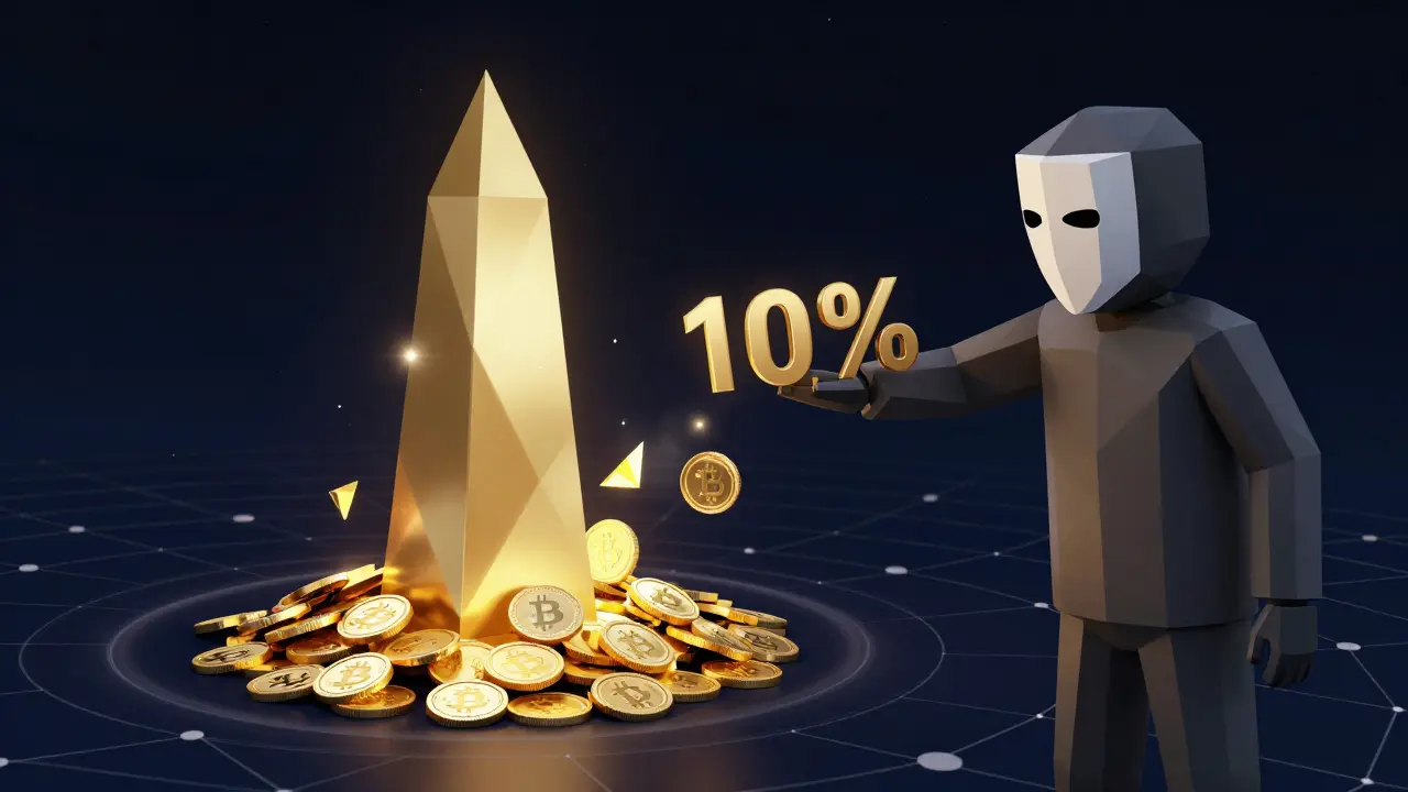 A geometric smart contract system pulling crypto assets into a vortex as a liquidator takes a bonus.