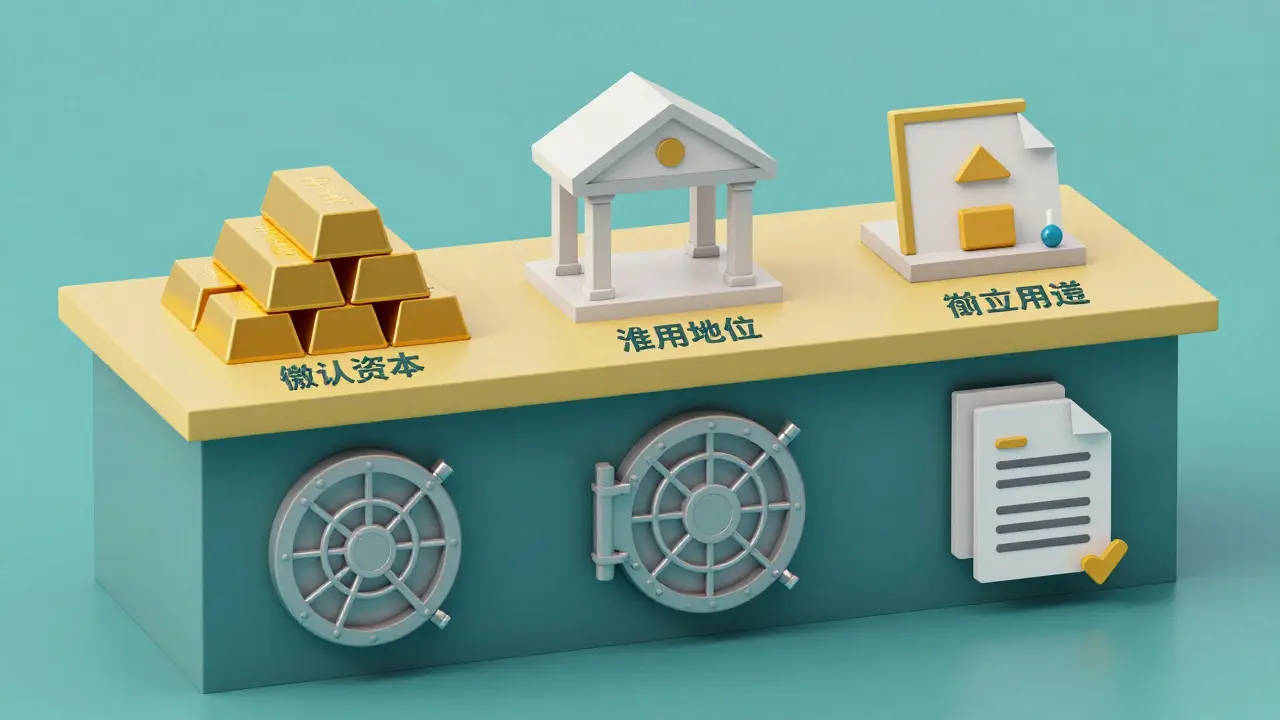 Regulatory table with symbols for capital, fund separation, and reporting