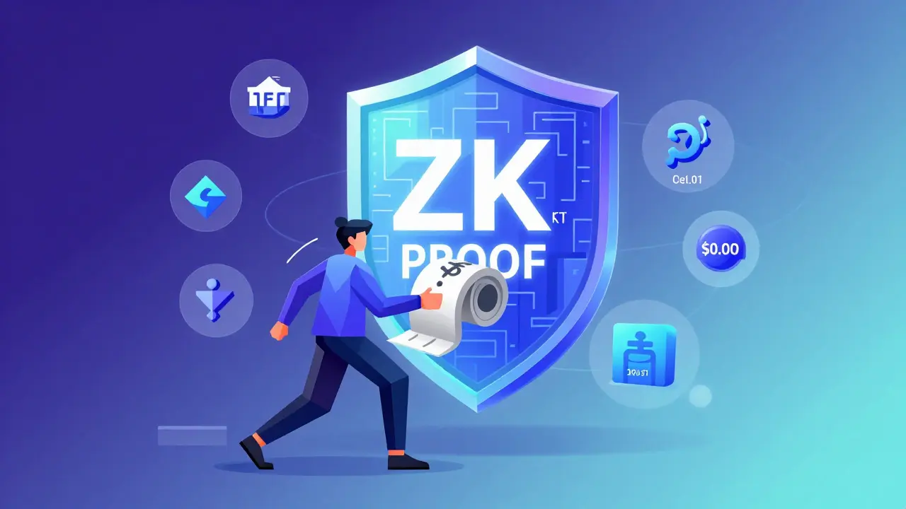 A user sending a <h2>The Catch: What Rollups Can’t Fix</h2>.01 tip via rollup, with a glowing ZK-proof shield and zero-cost asset icons in the background.