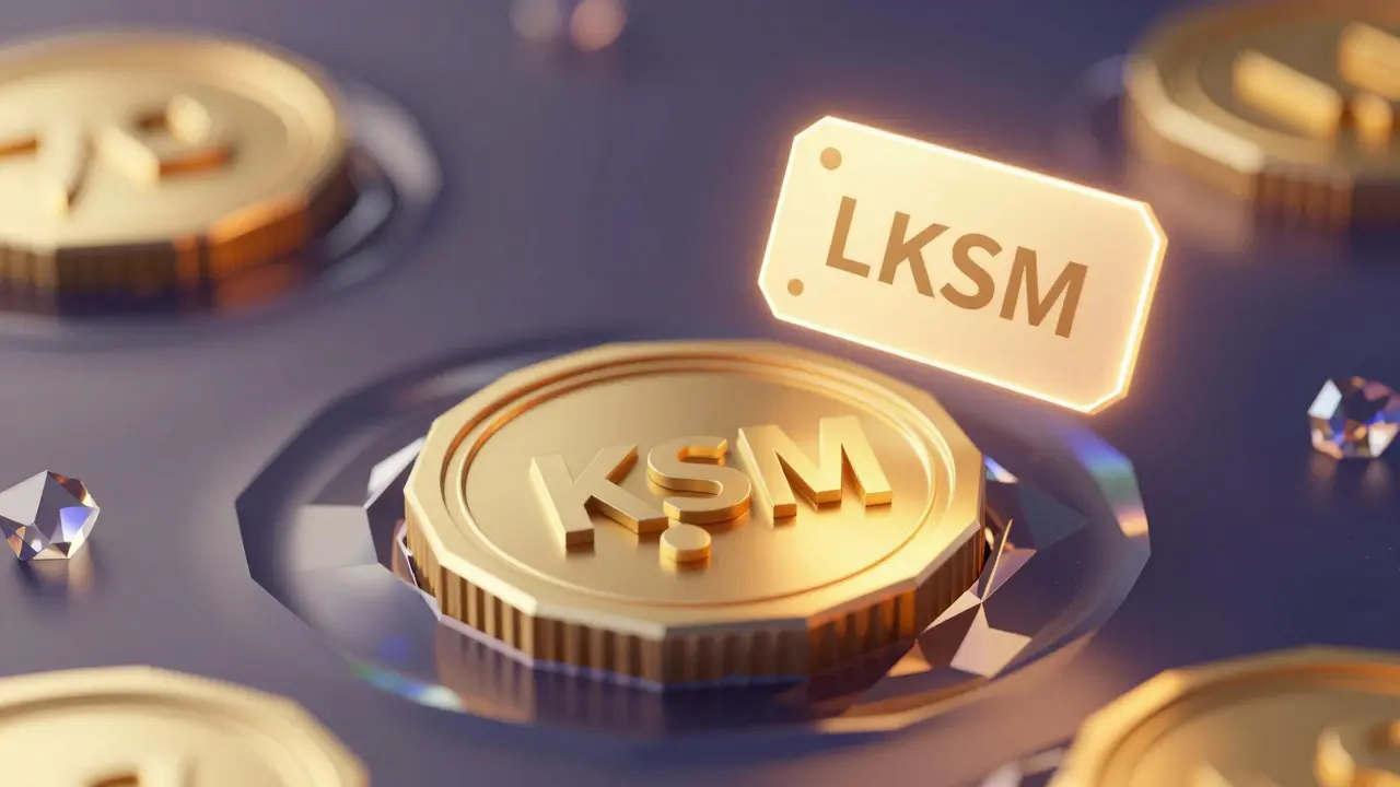 Low poly representation of liquid staking with a golden coin and a floating token