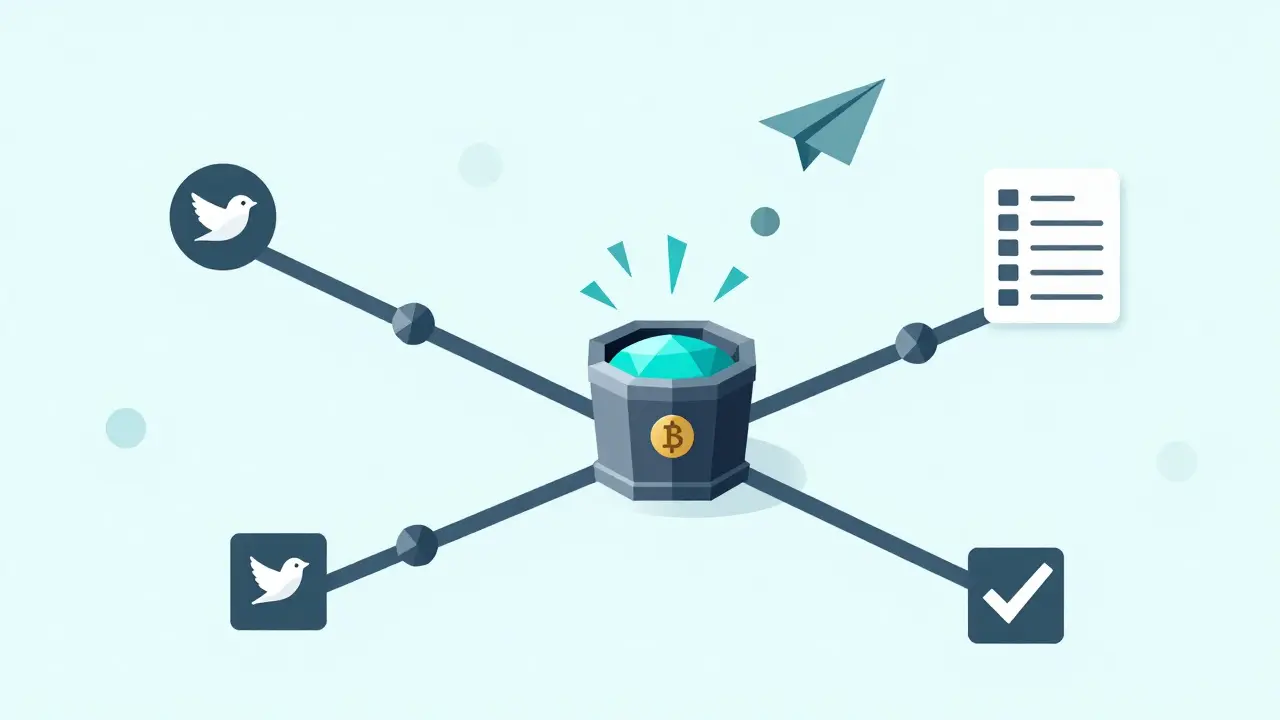 Abstract low poly nodes representing crypto airdrop tasks