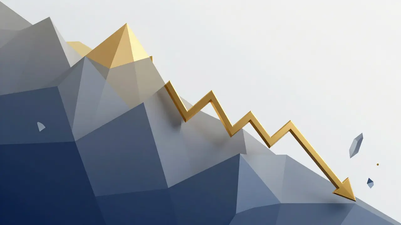 Geometric low poly graphic illustrating the sharp price drop and liquidity risks associated with SISHI tokens.