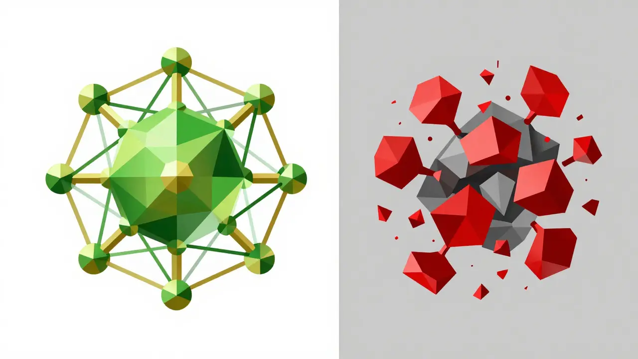 Low poly comparison of verified vs fake crypto networks