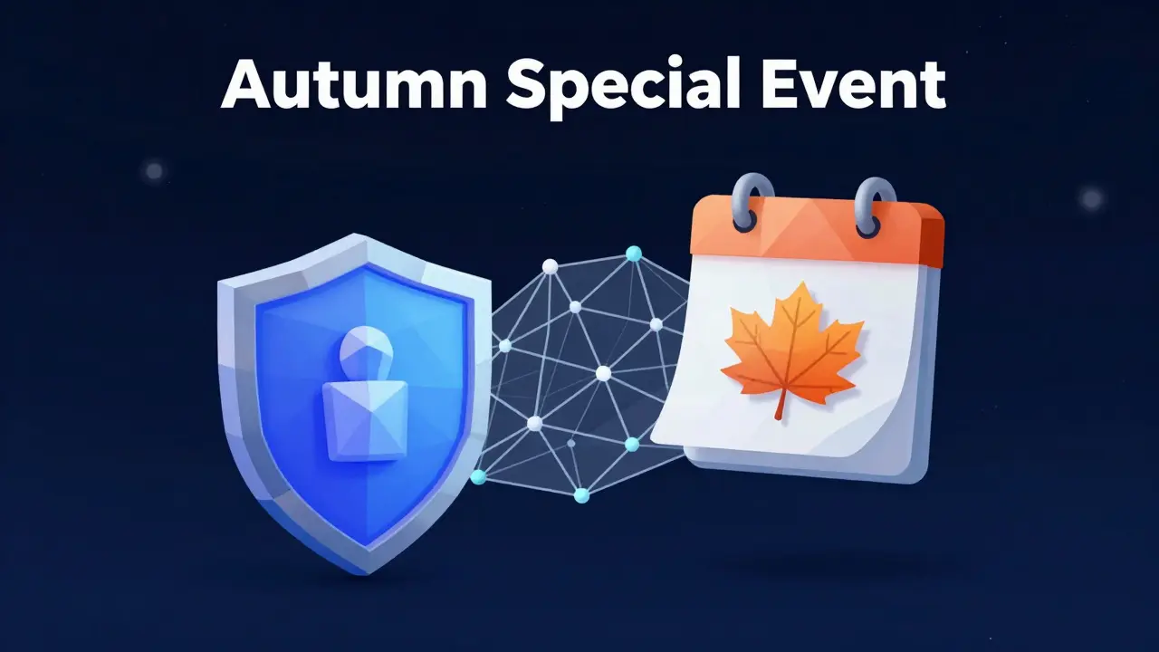 Abstract low poly shield and autumn leaf symbolizing secure wallet snapshots