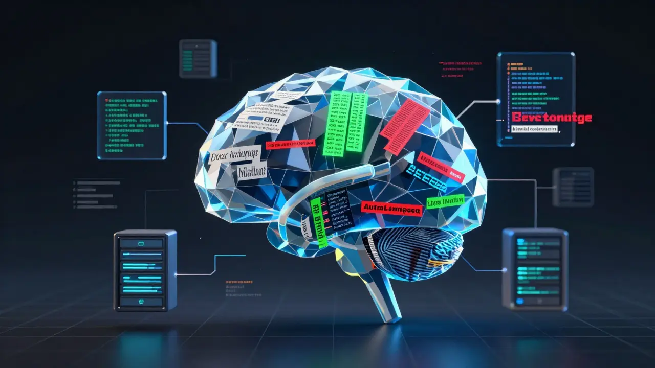 AI brain processing positive and negative crypto news sentiment data