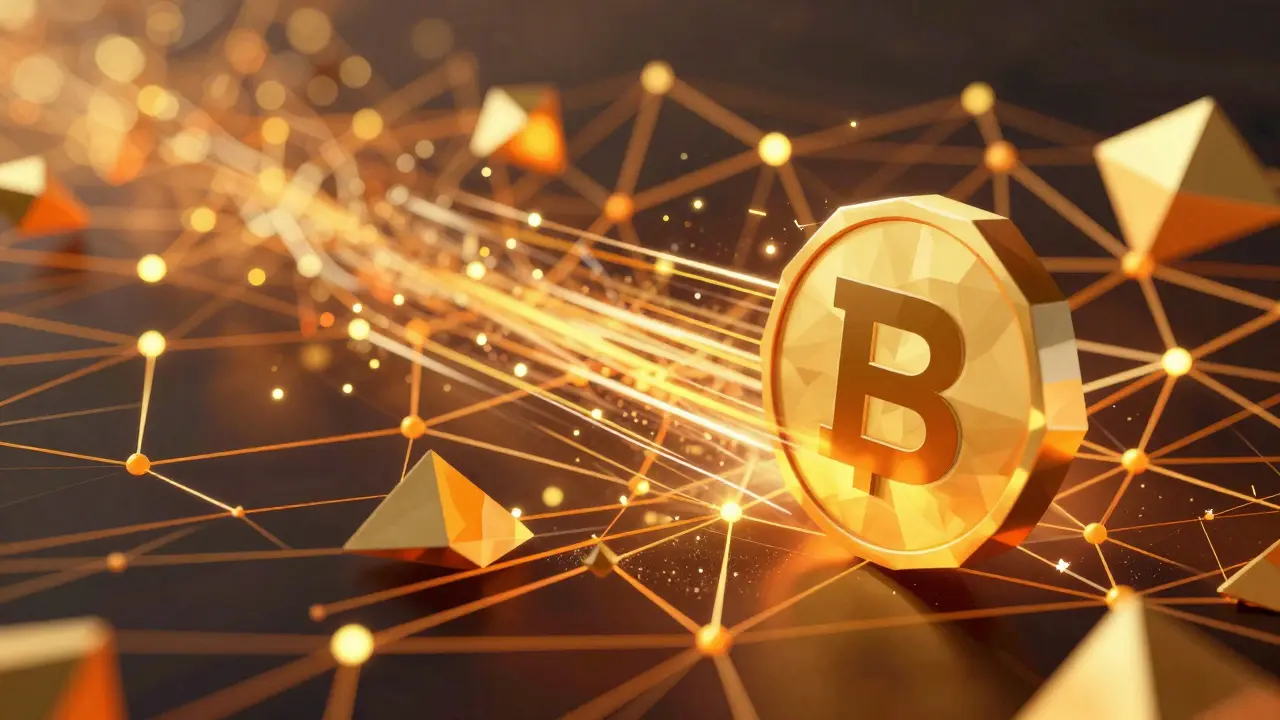 Low poly abstract representation of Solana blockchain speed