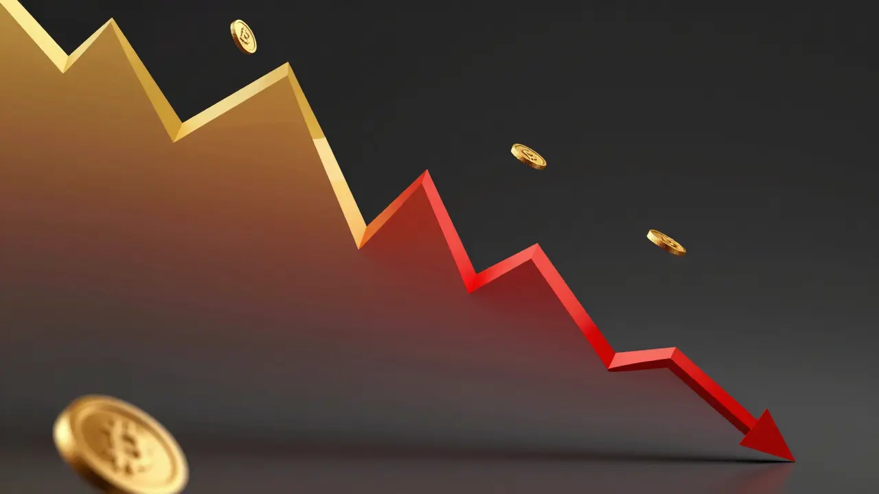 Low-poly chart showing a sharp downward trend in cryptocurrency value