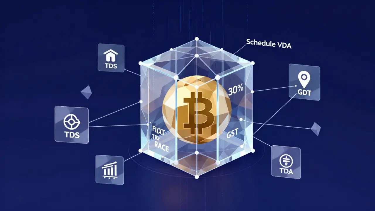 Low poly concept of crypto assets trapped in a web of tax regulations and fees
