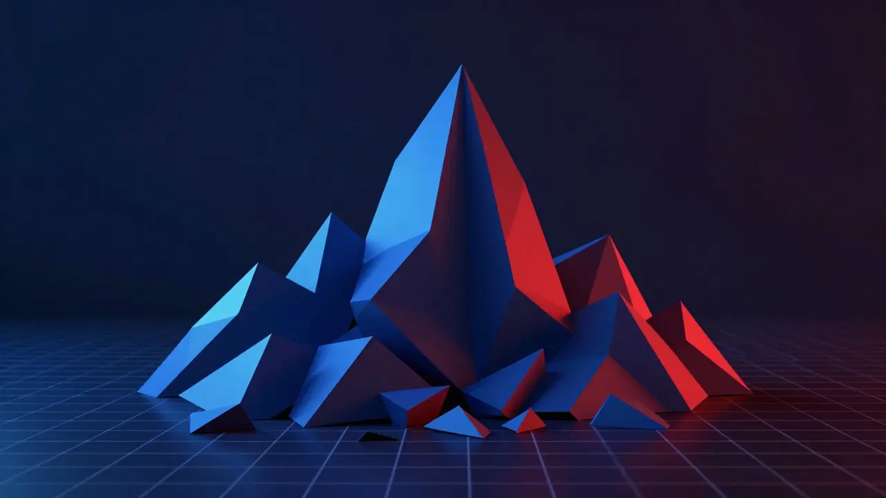 Low poly jagged peak symbolizing crypto market volatility