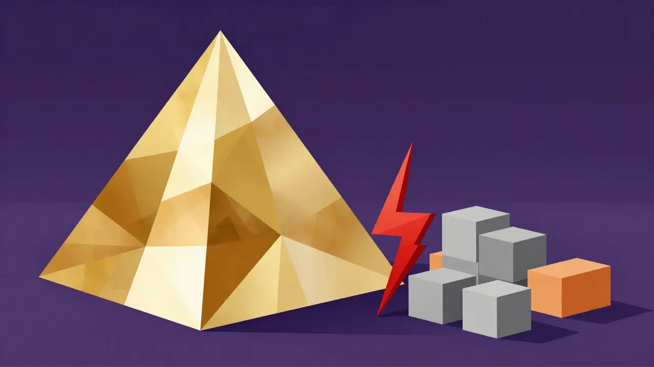 Abstract low poly art showing gap between claimed and real volume