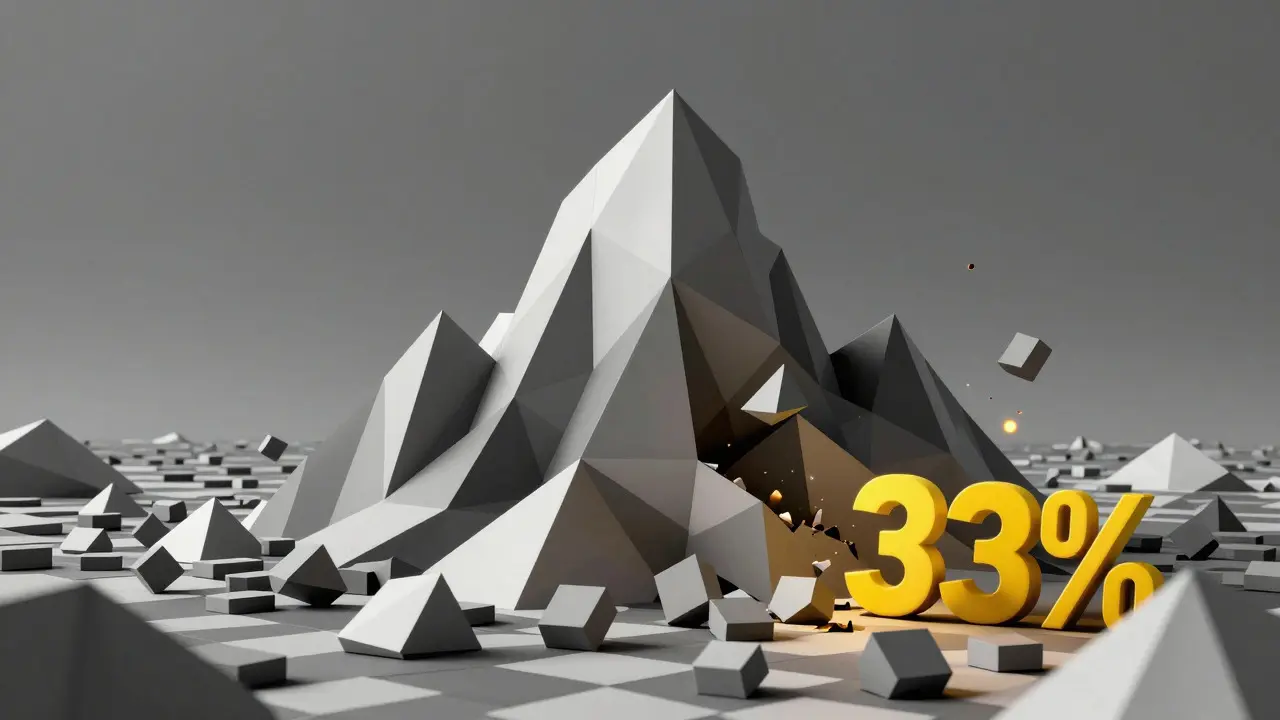Low poly graphic depicting crypto market volatility and token burning