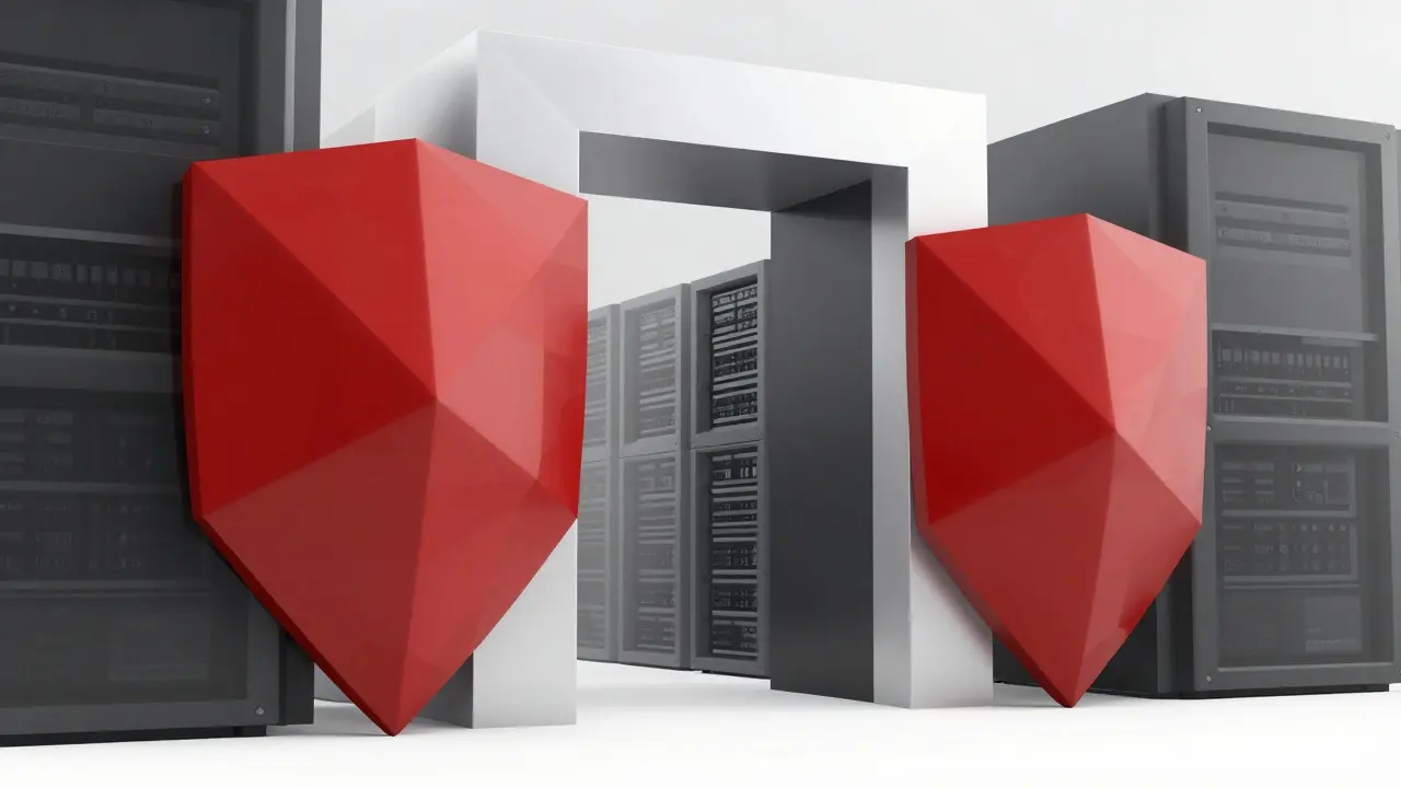 Low poly illustration of blocked internet access and servers