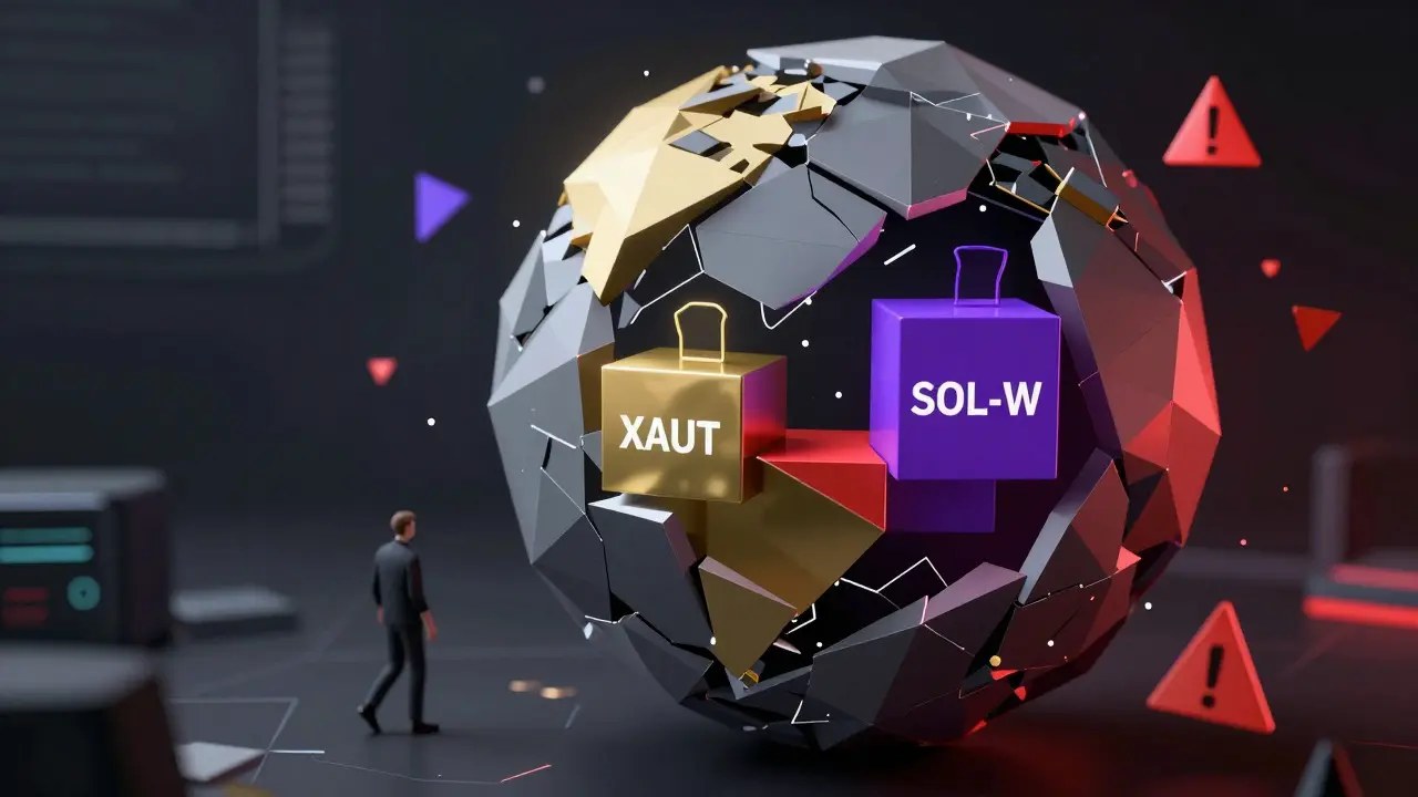 Abstract low poly scene depicting cross-chain liquidity risks and stability