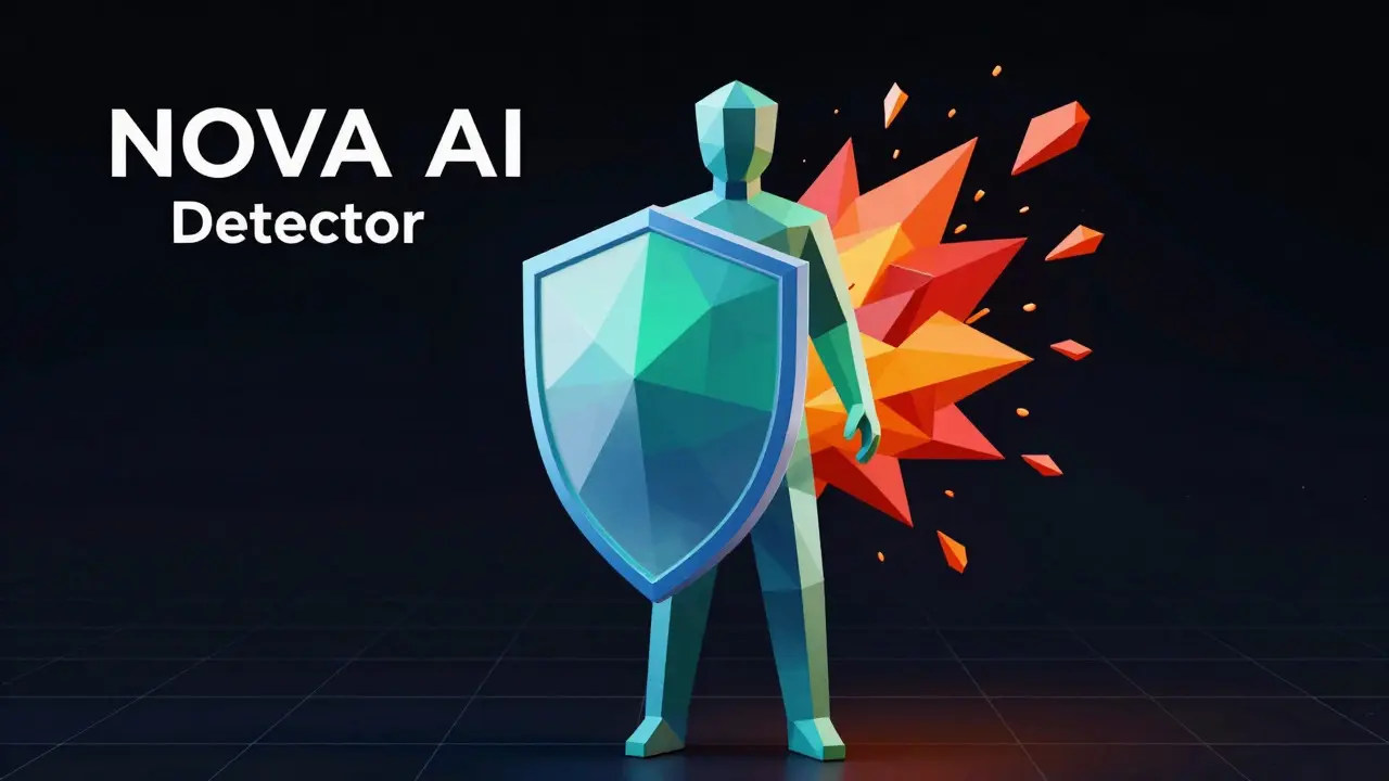 Low poly figure shielded from red attack shards by a blue hexagonal barrier