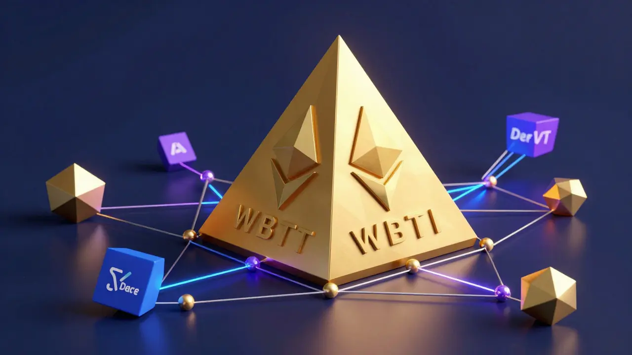 Low poly golden pyramid representing WBTC dominance in DeFi networks