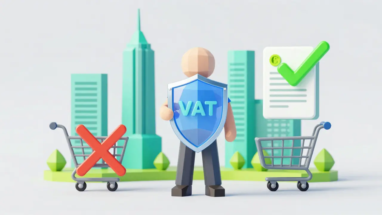 Low poly investor holding shield with tax clarity and payment ban symbols