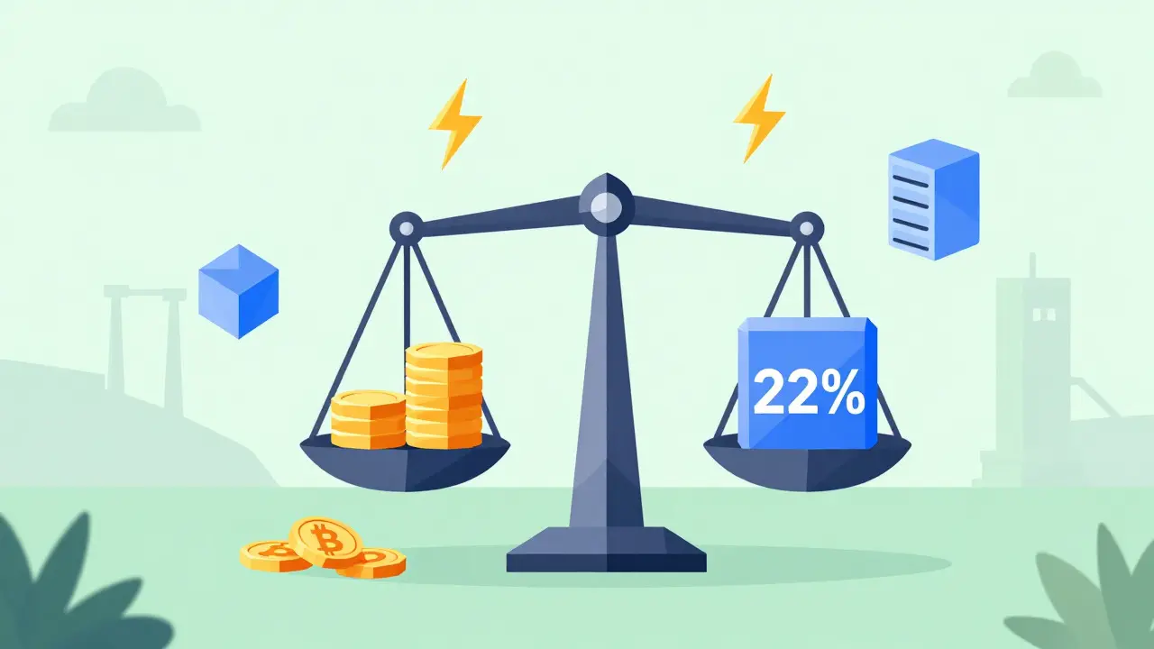 Low poly scale balancing crypto coins against 22% tax block and deductions