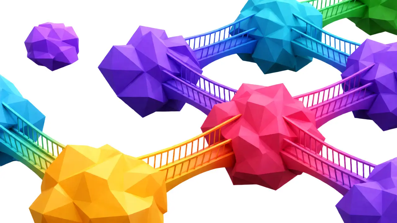 Disconnected purple node among connected blockchain networks